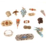 Collection of Art Deco and 1930's costume jewellery, brooches,buckles.