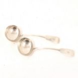 Pair of silver sauce ladles by John Stone, Exeter 1850, fiddle pattern.
