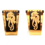 A 1930s Art Deco Hippocampe pair of dress clips retailed by JHP of Paris.