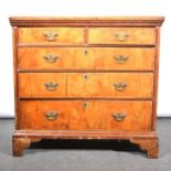 Walnut chest of drawers, 18th Century and later.