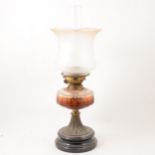 Victorian oil lamp; another frosted shade, a Victorian deskstand, and a corner bracket.