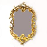 Ormolu wall mirror, gilt rococo frame.
