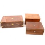 Mahogany jewel box, musical box and two others.
