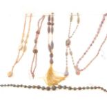 Six vintage Ballotini sugar bead necklaces,