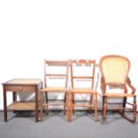 Beechwood rocking chair, and other chairs.