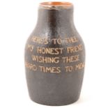 Large Doulton Lambeth Slater's patent stoneware 'black jack' jug, silver mounted.