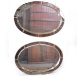 Pair of contemporary gilt metal mirrors.