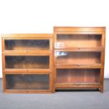 Oak sectional bookcases.