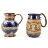 Doulton Lambeth and Royal Doulton stoneware commemorative jugs.