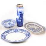 A small collection of blue and white china.