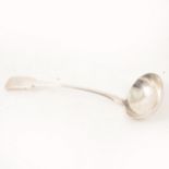 Silver soup ladle by William Welch II, Exeter 1823, fiddle pattern.