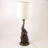 Carved hardwood elephant table lamp