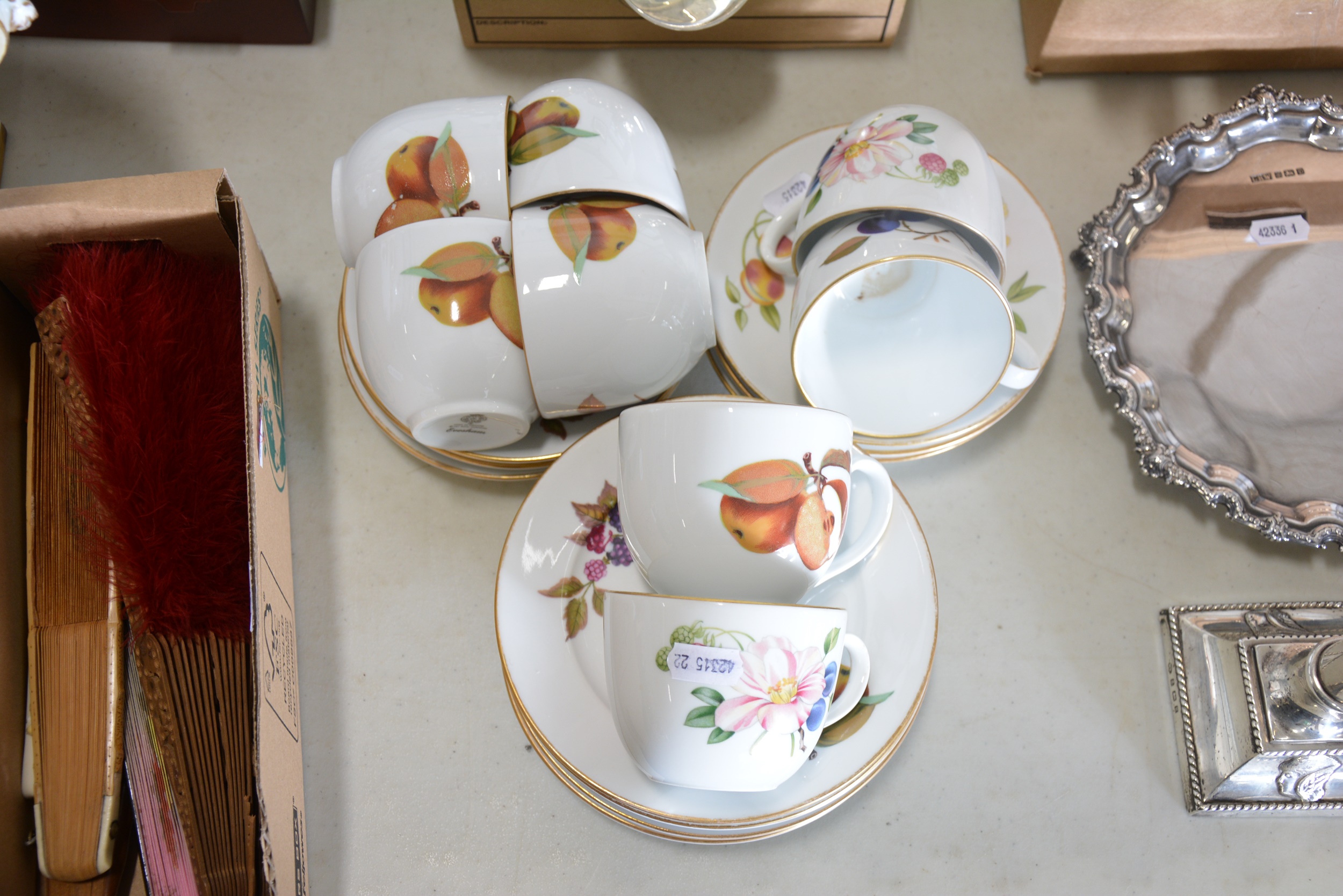Royal Worcester Evesham and Pershore pattern part teasets. - Image 2 of 2