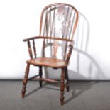 Victorian ash and beech Windsor chair.