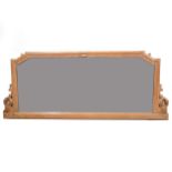 Large pine overmantle mirror.