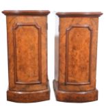 A pair of Victorian figured walnut and walnut pedestals.
