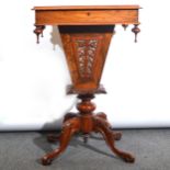 Victorian walnut work table.