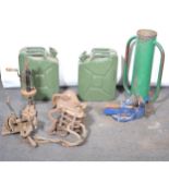 Block pulleys, vice, jerry cans, etc.