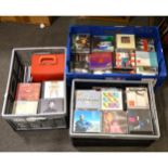 Three boxes of music CDs, mostly pop, and a small case of 7" vinyl records
