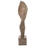 T Lister(?), abstract, hollow bronzed sculpture,