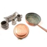 Copper and pewter items.