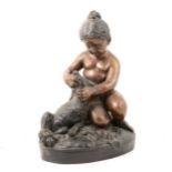 20th Century bronze, Girl with a Dog