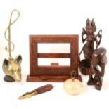 Quantity of brass, ivory and wooden items.