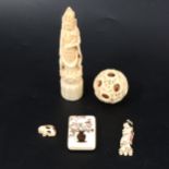 Japanese ivory and shibayama vesta case, etc.