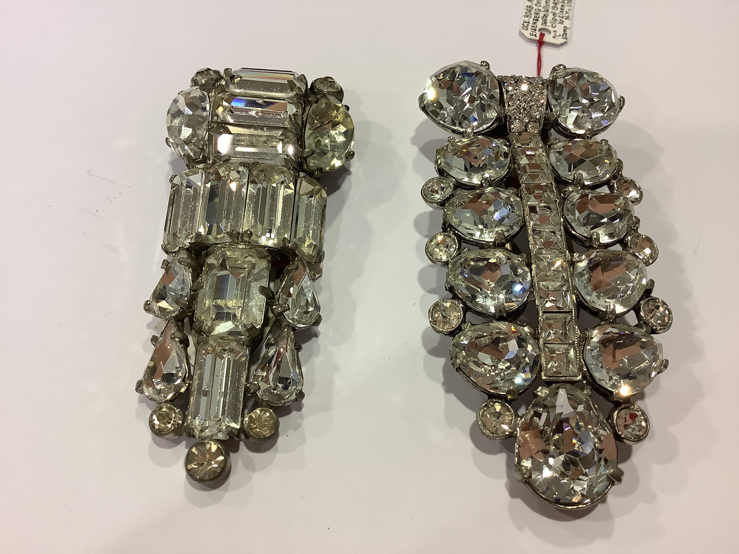 Two "Eisenberg Original" large size paste dress clips, circa 1935-1945. - Image 2 of 2