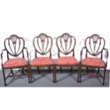Set of eight mahogany dining chairs in the Hepplewhite style,