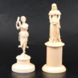 Two European carved ivory figures, 19th Century.