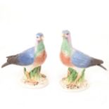 Pair of Thuringian porcelain models of pigeons.