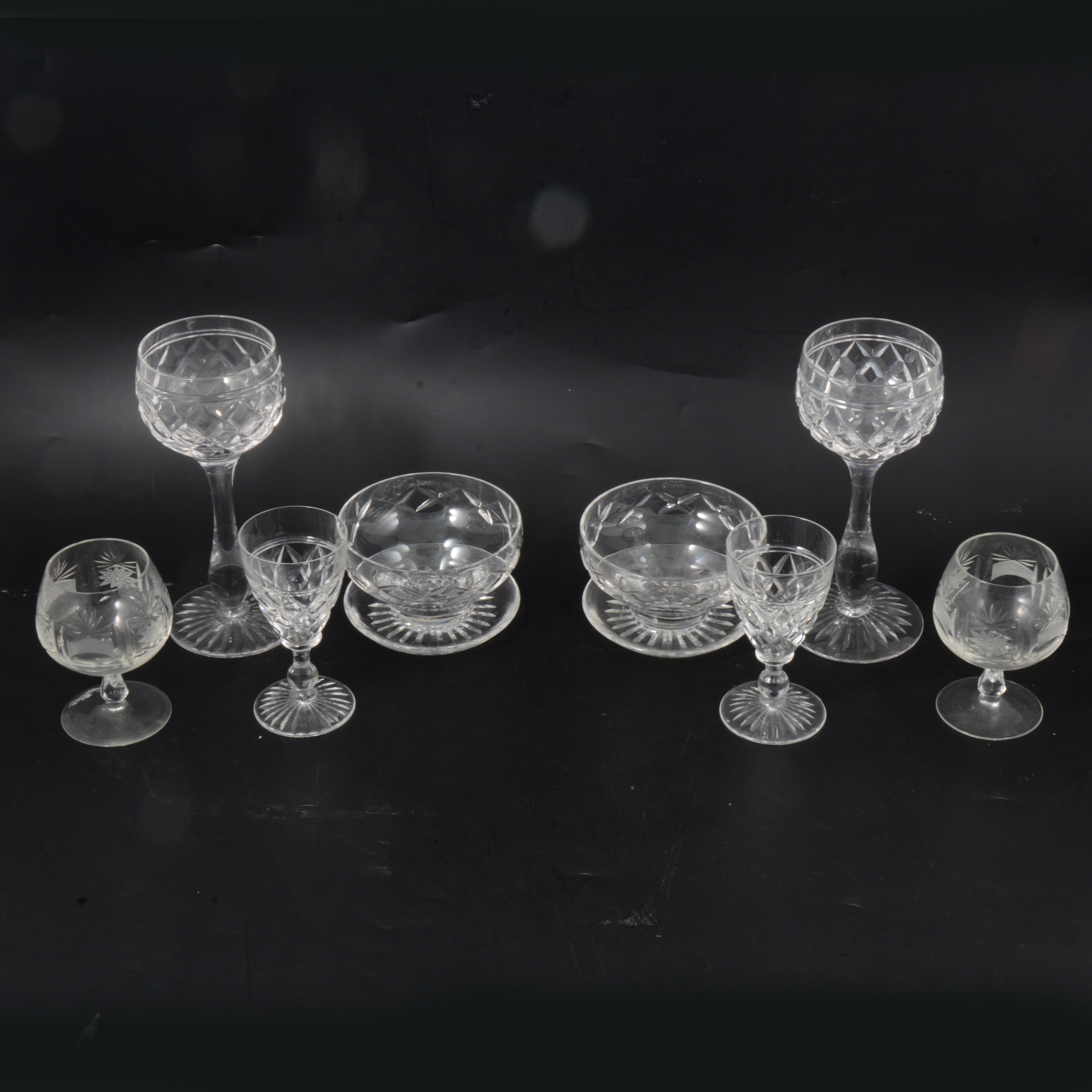 Stuart Crystal suite of 'Victoria' pattern table glass.