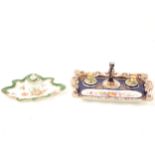 Dresden porcelain desk stand and Staffordshire desk stand.