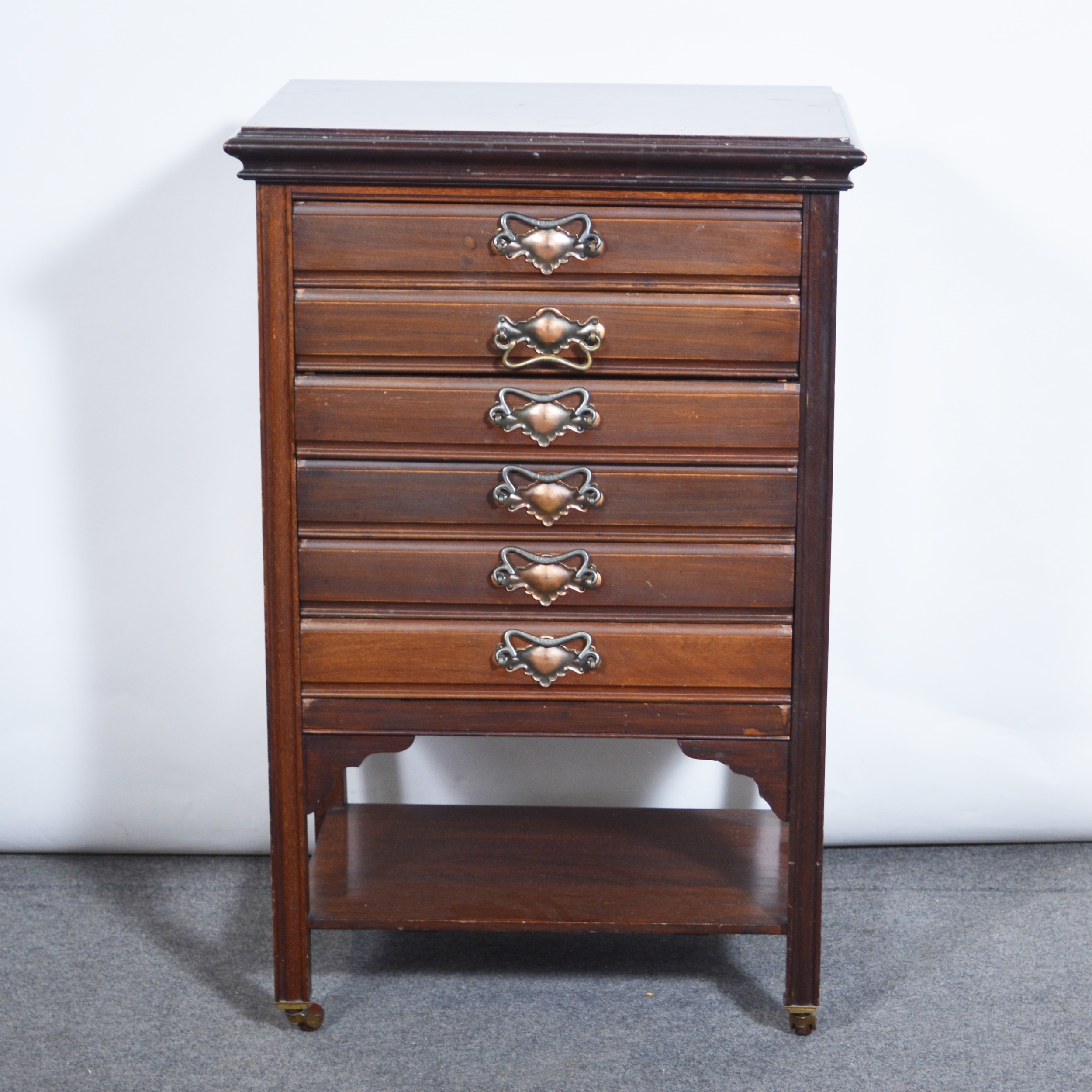 Edwardian walnut music cabinet,