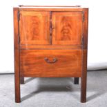 A 19th Century mahogany bedside pedestal commode cupboard, (converted to a music centre).