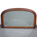 Victorian walnut and Tunbridge Ware overmantel mirror,