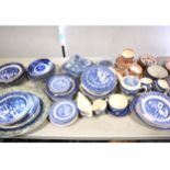 Collection of blue and white pottery,