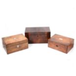 Victorian mahogany tea caddy and two other boxes,