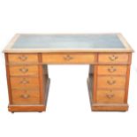 Edwardian mahogany twin pedestal desk,