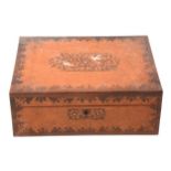 Victorian amboyna rosewood and mother-of-pearl inlaid workbox,