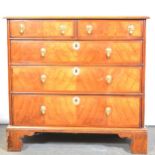 George II walnut chest of drawers,