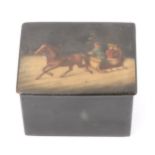 Russian black lacquered box, probably Fedoskino