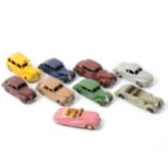 Nine Dinky Toy cars.