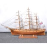 A scratch-built model of a sailing galleon ship