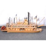 A hand-built model of an American paddle steamer