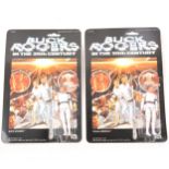 Buck Rogers and Wilma Deering Mego Corp figures, in blister-packs.