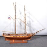 A scratch-built model of a sailing Scooner ship