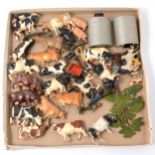 One tray of painted lead farm figures and animals;