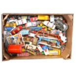 Box of play-worn die-cast models and cars